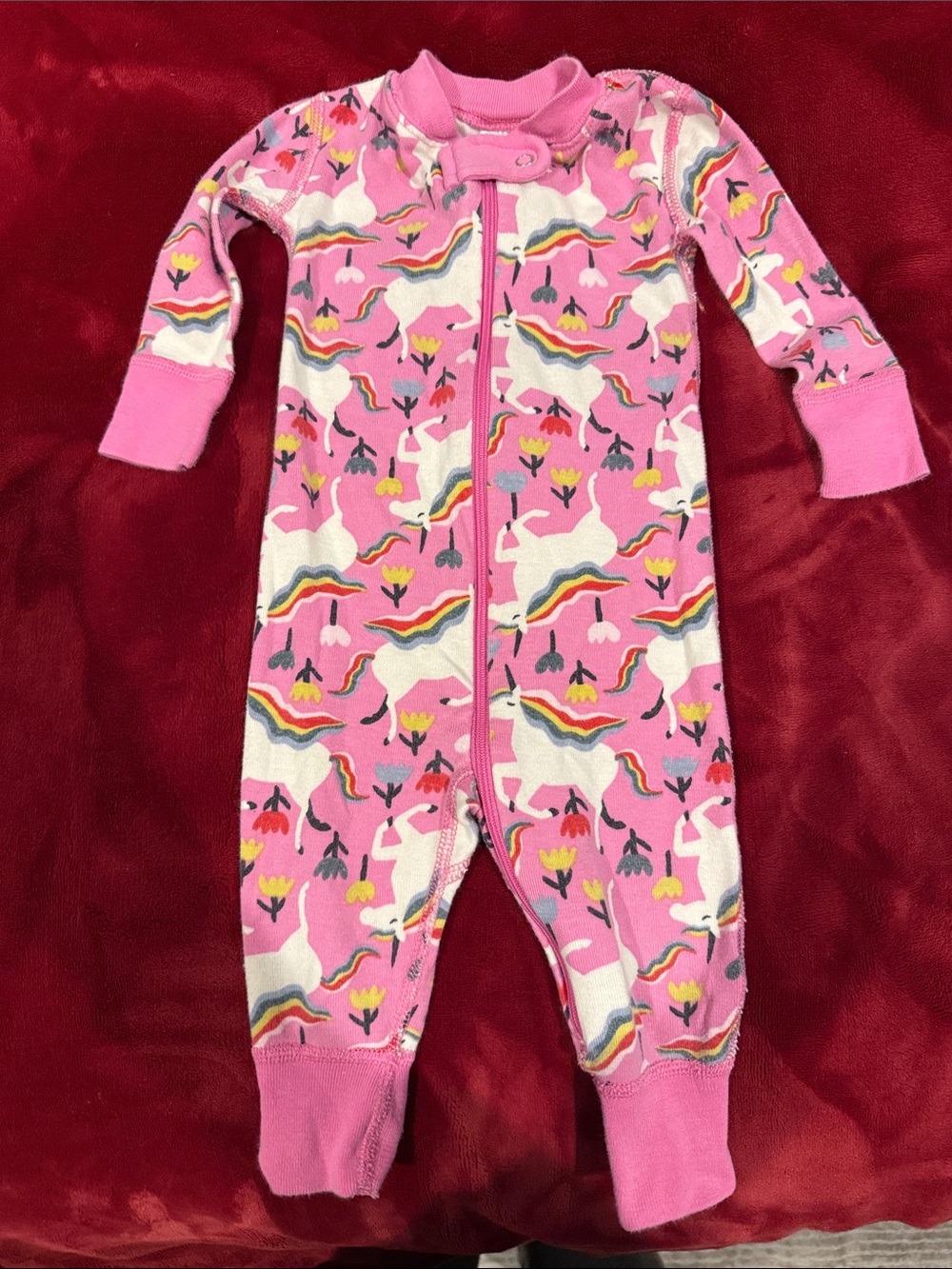 Hanna Andersson Pink Unicorn Zip Footie